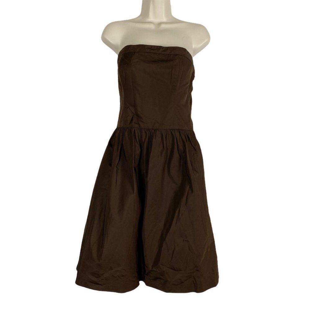 Ralph Lauren Brown Silk Strapless Dress 6